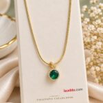 Emerald Green Pendant Necklace | Zircon Halo Korean Jewellery