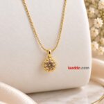 Elegant Round Crystal Halo Pendant Necklace | Korean-Inspired Gold Finish