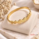 Elegant Gold Wave Design Bangle | Premium Stainless Steel Bracelet