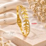 Elegant Leaf Design Gold Bangle – Korean Style Stainless Steel Bracelet | Anti-Tarnish Jewellery