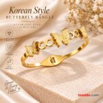 Korean Style Butterfly Gold Bangle – Stainless Steel Anti-Tarnish Bracelet | Premium Jewellery
