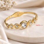 Elegant Korean-Inspired Gold Crystal Bangle | Premium Designer Bracelet