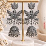 Oxidized Silver Fairy Wing Jhumka Earrings – Traditional Designer Earrings
