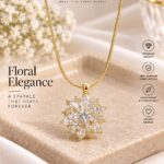 Elegant Floral CZ Pendant Necklace – Gold Finish