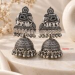 Oxidized Silver Elephant Jhumka Earrings | Traditional Ethnic Statement Earrings