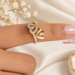 Elegant Double Heart CZ Gold Ring | Premium Korean Design