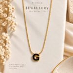 Black G Letter Pendant Necklace | Anti-Tarnish Stainless Steel | Korean Design