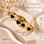 Black Heart Charm Bracelet | Anti-Tarnish Stainless Steel | Korean Design