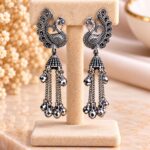 Oxidized Silver Peacock Tassel Earrings – Traditional Ethnic Statement Jewellery