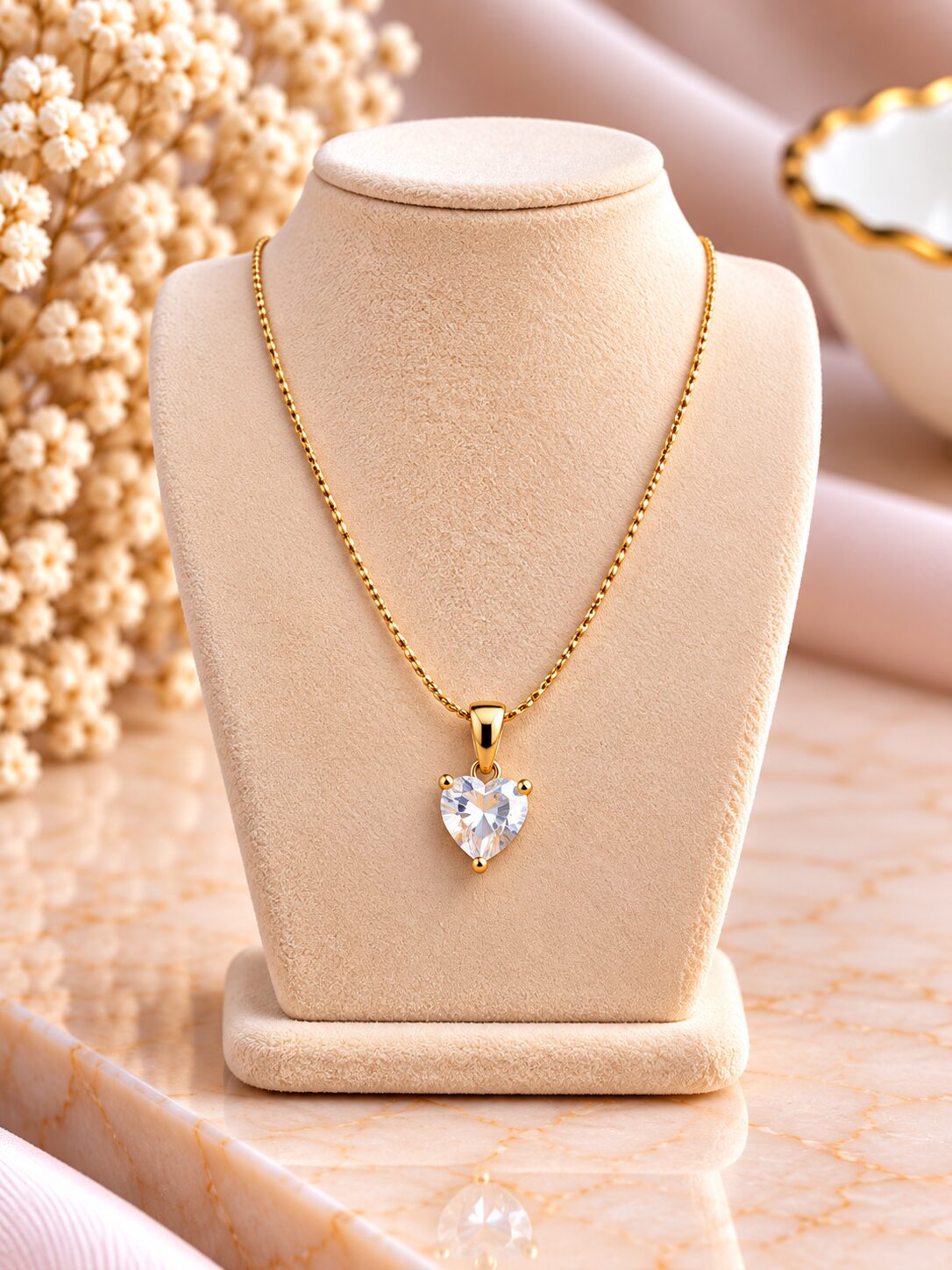 2026/09/1001795114.jpg Elegant Heart-Shaped Crystal Pendant Necklace - Image 1