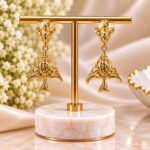 Elegant Gold Peacock-Inspired Drop Earrings – Intricate Ethnic Party Wear Jewellery