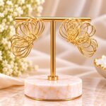 Elegant Gold Wire Loop Earrings – Unique Sculptural Design Party Wear Jewellery
