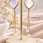 Elegant Heart-Shaped Pearl Drop Earrings | Korean Fashion Jewellery
