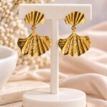 Elegant Gold Shell Drop Earrings | Korean Fashion Jewellery