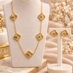 Elegant Gold Floral Necklace & Earrings Set | Stainless Steel Jewellery