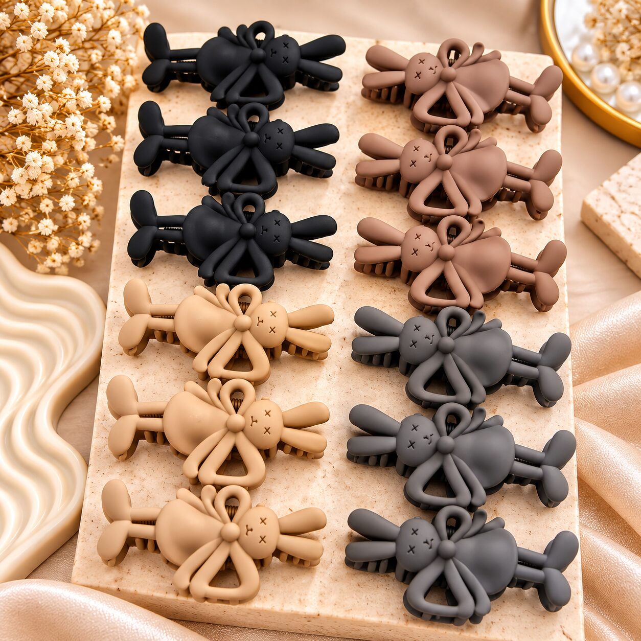 2026/09/1001796382.jpg Cute Bunny Bow Hair Claw Clip | Korean Matte Hair Accessories - Image 1
