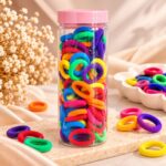Colorful Fabric Hair Rubber Bands Jar | Multicolor Hair Ties Set
