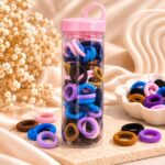 Pastel Multicolor Velvet Hair Rubber Bands Jar | Soft Hair Ties Set