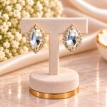 Premium Crystal Marquise Stud Earrings | Gold-Tone Korean Designer Earrings