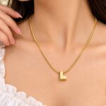 Gold L Pendant Necklace | Minimal Korean Style Anti-Tarnish Jewellery