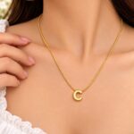 Gold L Pendant Necklace | Minimal Korean Style Anti-Tarnish Jewellery