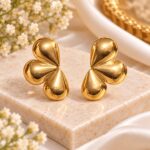 Premium Gold Statement Flower Earrings – Elegant Korean Style Fashion Jewellery