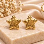 Gold-Tone Star Stud Earrings | Stainless Steel Anti-Tarnish Statement Earrings