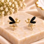 Korean Black Butterfly Fairy Crystal Stud Earrings – Elegant Fashion Jewellery