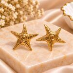 Stainless Steel Gold Starfish Spiral Stud Earrings – Trendy Anti-Tarnish Jewellery