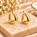 Elegant Gold U-Shaped Hoop Earrings – Premium Statement Earrings