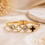 Elegant Gold Clover Crystal Bracelet