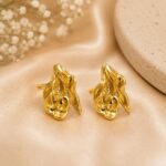 Elegant Golden Spiral Leaf Stud Earrings