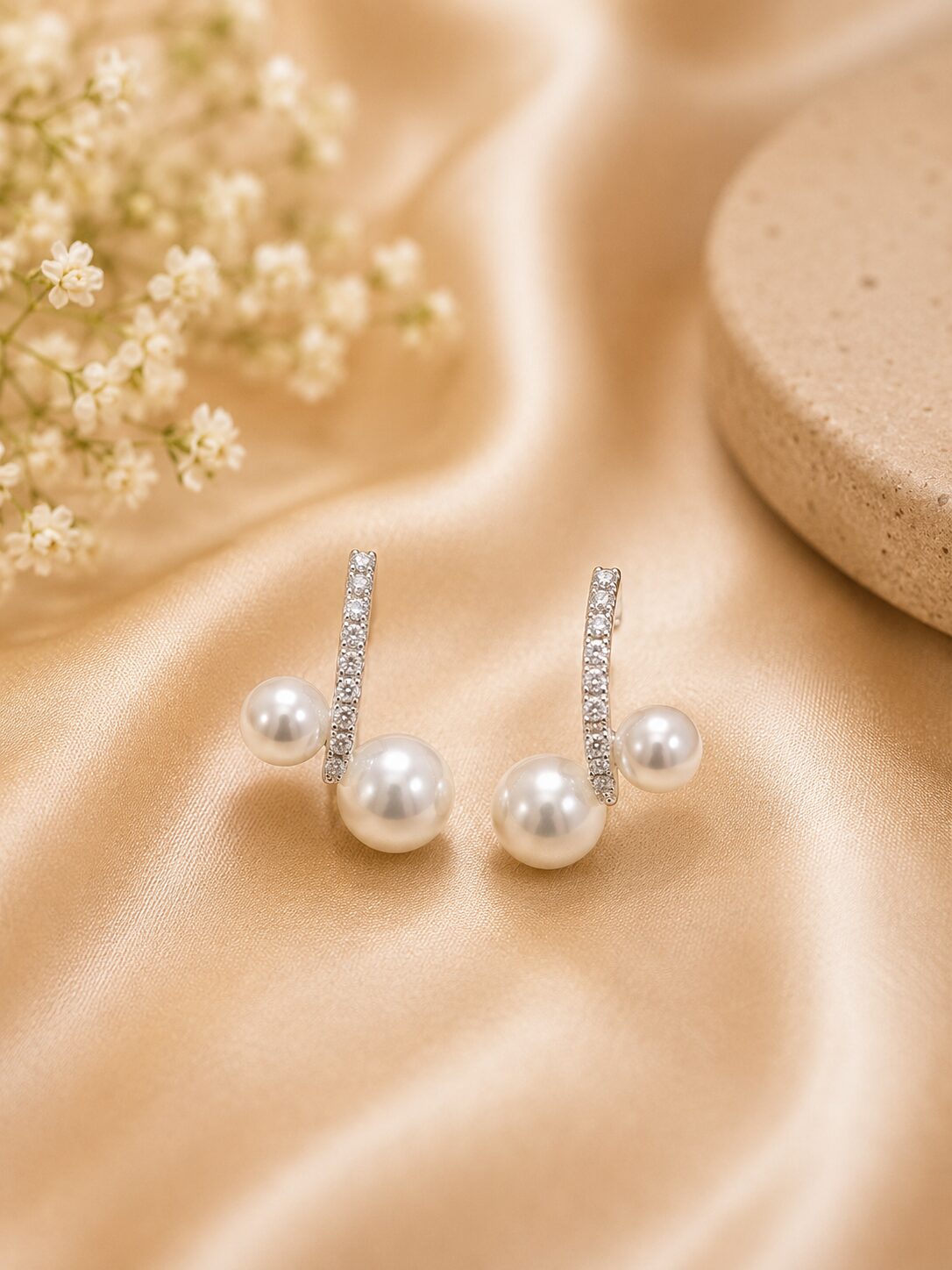 2026/09/1003579825.jpg Elegant Pearl & Crystal Drop Earrings - Image 1