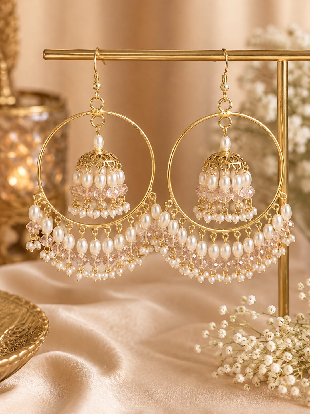 2026/09/1003579952.jpg Pearl Chandbali Jhumka Earrings - Image 1