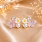 Pink Butterfly Pearl Floral Earrings 🦋🌸✨