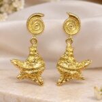 Elegant Gold Spiral Starfish Drop Earrings