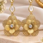 Elegant Golden Floral Drop Earrings