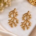 Elegant Golden Coral Branch Earrings