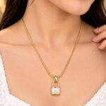 Elegant Pearl Lock Pendant Necklace