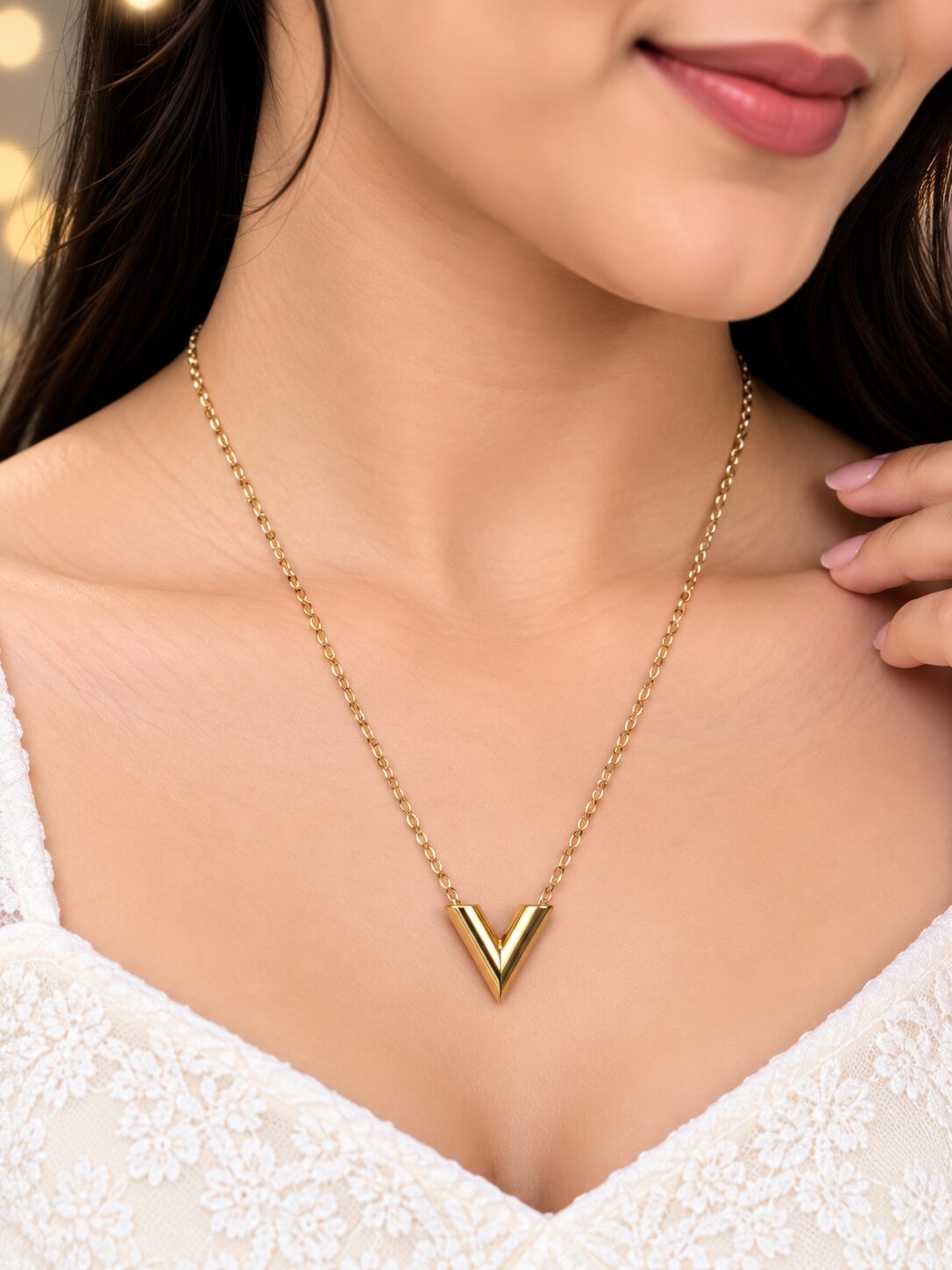 2026/09/1003580157.jpg Minimal V-Shaped Gold Necklace - Image 1