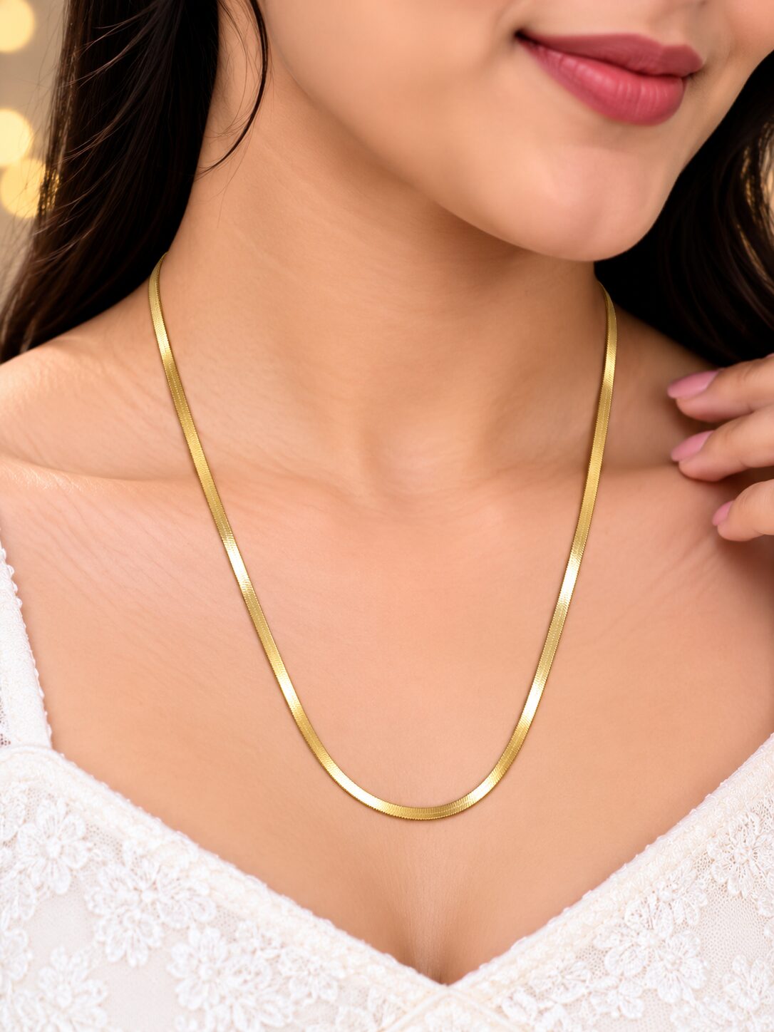 2026/09/1003580161.jpg Classic Golden Snake Chain Necklace - Image 1