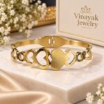 Elegant Golden Heart Link Bangle