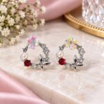 Elegant Floral Crystal Hoop Earrings