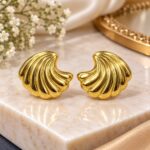 Elegant Golden Shell Statement Earrings