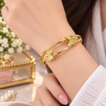 Elegant Gold Leaf Double-Layer Bracelet