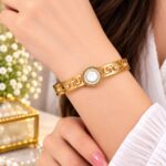 Elegant Gold Greek Key Pearl Bracelet