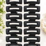 Matte Black Rectangular Hair Claw Clips – Elegant Everyday Hair Accessories