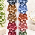Elegant Floral Flower Hair Claw Clips – Glossy Multicolor Hair Accessories Set