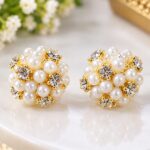 Elegant Pearl & Crystal Cluster Stud Earrings ✨