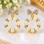Elegant Pearl Beaded Bow Drop Earrings ✨